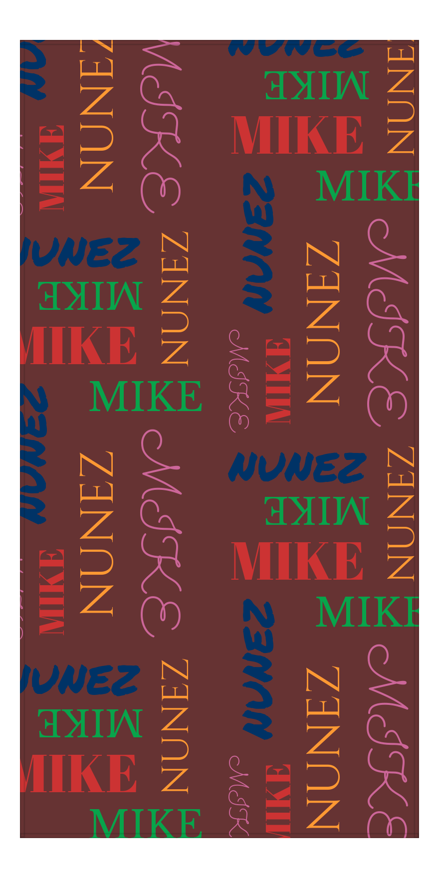 Personalized Beach Towel - Repeating Names II - Brown Background - Front View