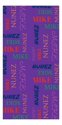 Thumbnail for Personalized Beach Towel - Repeating Names II - Purple Background - Front View
