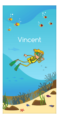 Thumbnail for Personalized Beach-Themed Beach Towel IV - Scuba Diving - Blond Boy - Front View