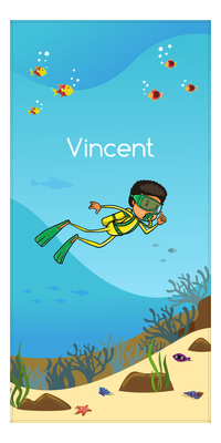 Thumbnail for Personalized Beach-Themed Beach Towel IV - Scuba Diving - Black Boy I - Front View
