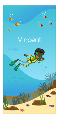 Thumbnail for Personalized Beach-Themed Beach Towel IV - Scuba Diving - Black Boy II - Front View