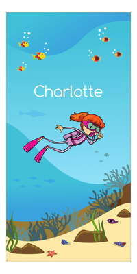 Thumbnail for Personalized Beach-Themed Beach Towel VII - Scuba Diving - Redhead Girl - Front View