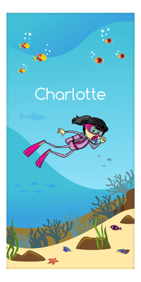 Thumbnail for Personalized Beach-Themed Beach Towel VII - Scuba Diving - Asian Girl - Front View