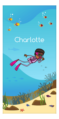 Thumbnail for Personalized Beach-Themed Beach Towel VII - Scuba Diving - Black Girl II - Front View