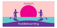 Thumbnail for Personalized Beach-Themed Beach Towel XI - Paddleboarding - Pink Background - Front View