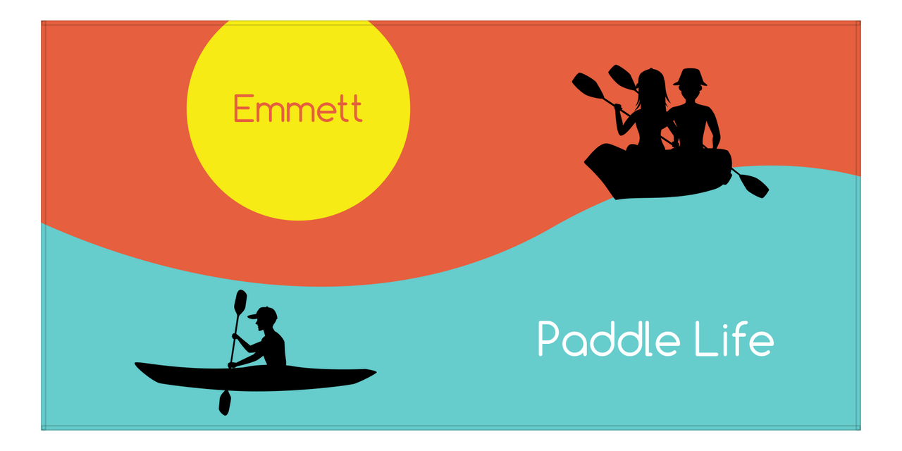 Personalized Beach-Themed Beach Towel XII - Paddle Life - Red Background - Front View