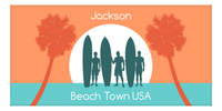 Thumbnail for Personalized Beach-Themed Beach Towel XVII - Beach Town - Orange Background - Front View
