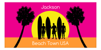 Thumbnail for Personalized Beach-Themed Beach Towel XVII - Beach Town - Pink Background - Front View