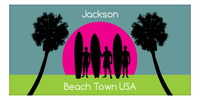 Thumbnail for Personalized Beach-Themed Beach Towel XVII - Beach Town - Teal Background - Front View
