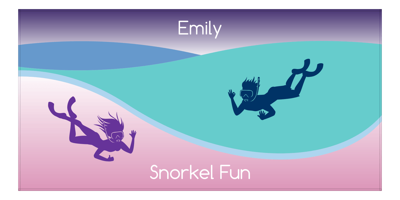 Personalized Beach-Themed Beach Towel XVIII - Snorkel Fun - Purple Background - Front View
