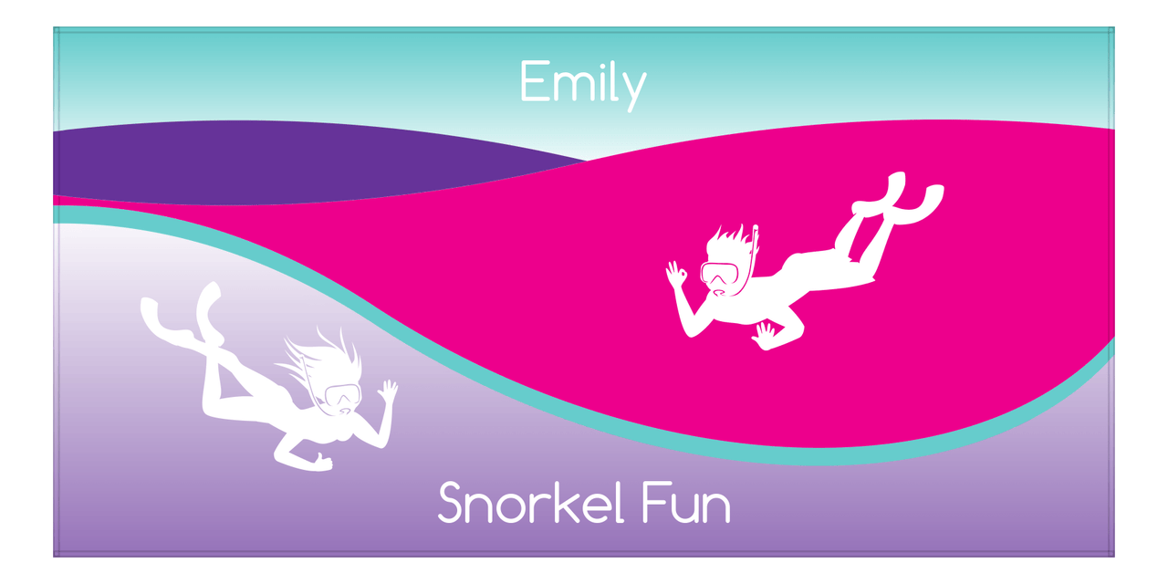 Personalized Beach-Themed Beach Towel XVIII - Snorkel Fun - Teal Background - Front View