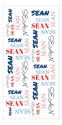 Thumbnail for Personalized Beach Towel - Repeating Names III - Red Roseate Glacier Navy Black - Front View