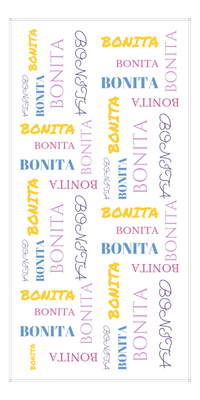 Thumbnail for Personalized Beach Towel - Repeating Names III - Glacier Lilac Orchid Mustard Indigo - Front View