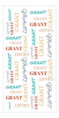 Thumbnail for Personalized Beach Towel - Repeating Names III - Sorbus Orange Tangerine Teal Navy - Front View