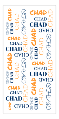 Thumbnail for Personalized Beach Towel - Repeating Names III - Navy Orange Navy Orange Navy - Front View