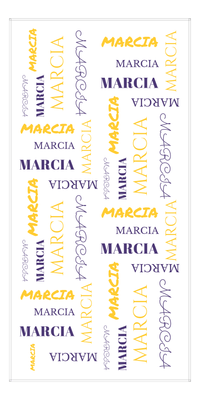 Thumbnail for Personalized Beach Towel - Repeating Names III - Indigo Mustard Indigo Mustard Indigo - Front View
