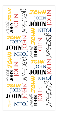 Thumbnail for Personalized Beach Towel - Repeating Names III - Black Red Navy Mustard Black - Front View