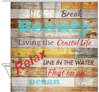 Thumbnail for Personalized Beach Wood Grain Shower Curtain I - Shore Break - Hanging View