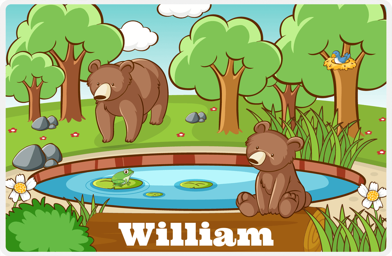Personalized Bears Placemat I - Bear Pond - Teal Background -  View