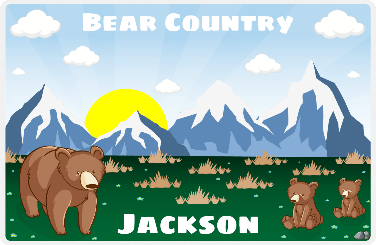 Personalized Bears Placemat II - Bear Country - Blue Background -  View