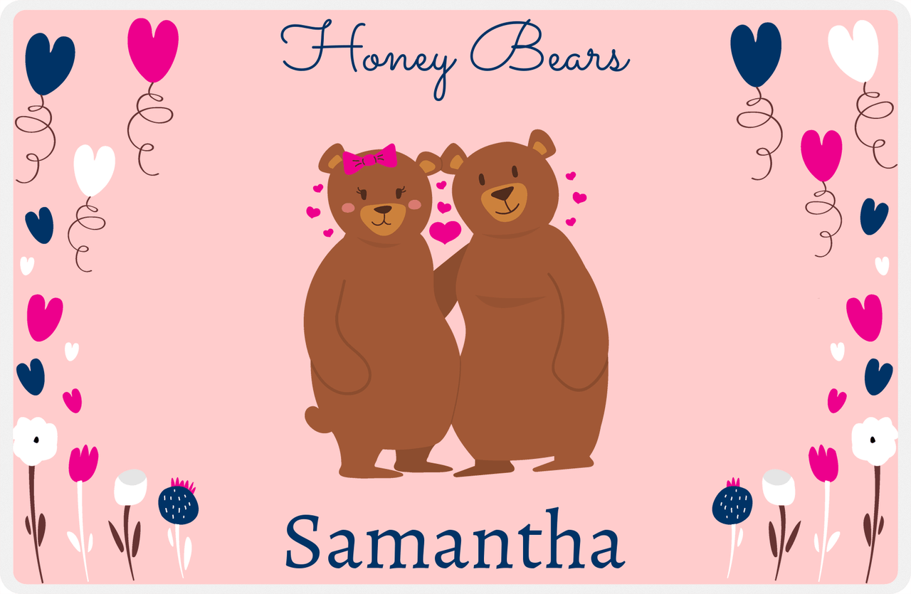 Personalized Bears Placemat IV - Honey Bears - Pink Background -  View