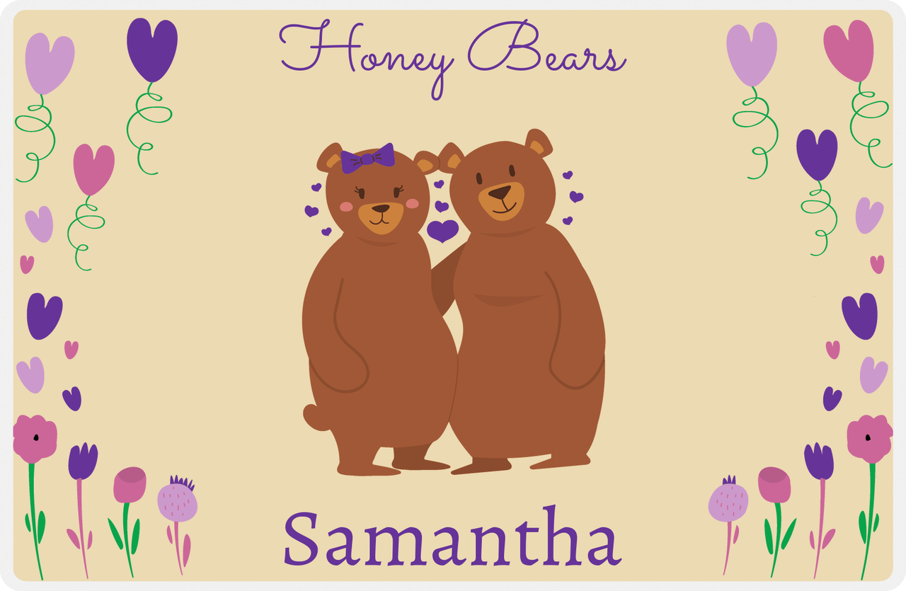 Personalized Bears Placemat IV - Honey Bears - Tan Background -  View
