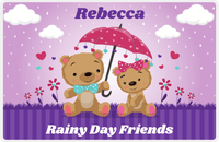 Thumbnail for Personalized Bears Placemat V - Rainy Day - Purple Background -  View