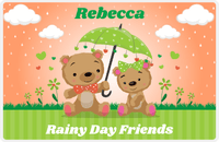 Thumbnail for Personalized Bears Placemat V - Rainy Day - Orange Background -  View