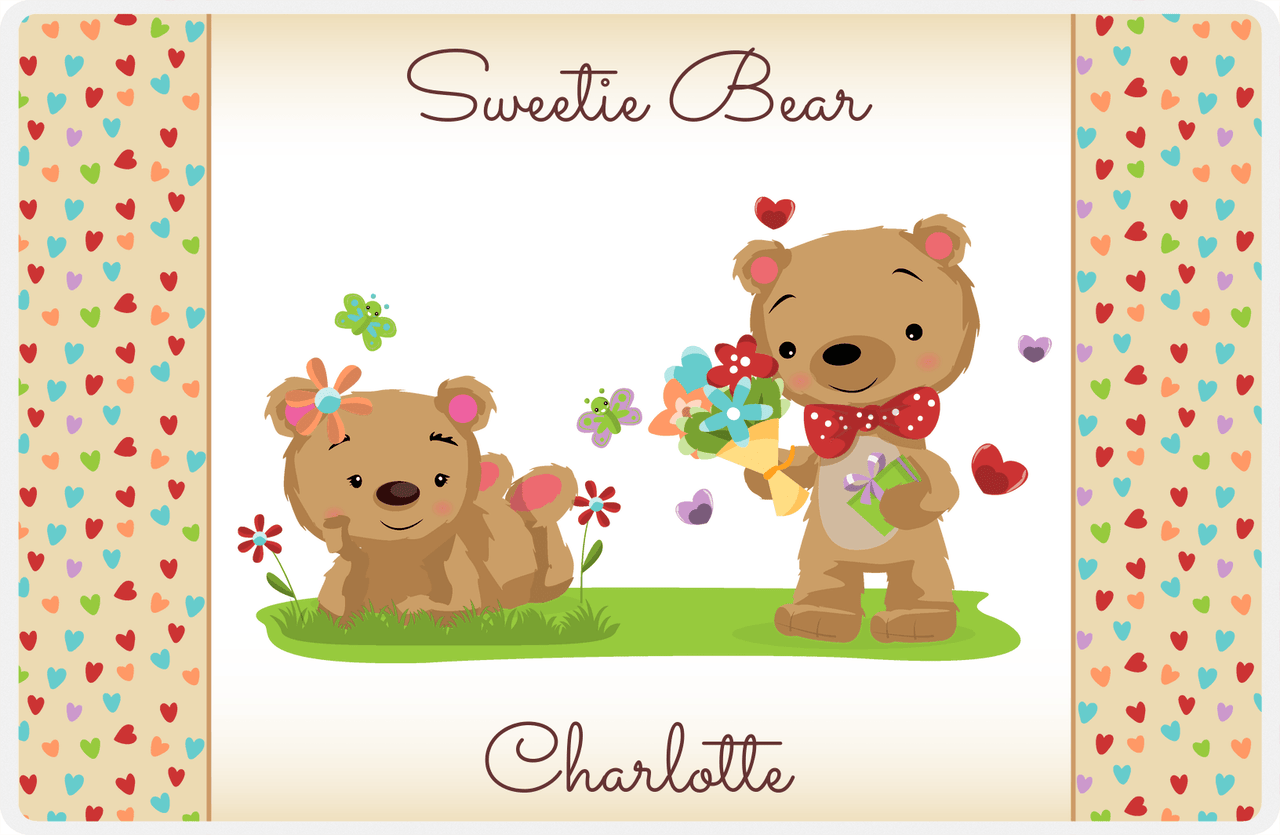 Personalized Bears Placemat VI - Sweetie Bears - Tan Background -  View