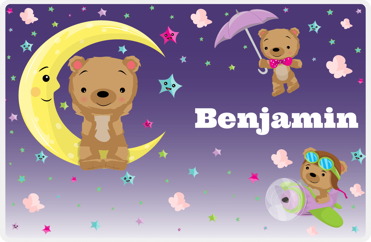Personalized Bears Placemat VII - Sky Bears - Purple Background -  View