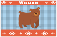 Thumbnail for Personalized Bears Placemat VIII - Flannel Bear I - Blue Background -  View