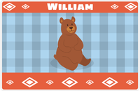 Thumbnail for Personalized Bears Placemat VIII - Flannel Bear II - Blue Background -  View