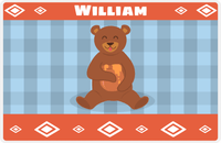Thumbnail for Personalized Bears Placemat VIII - Flannel Bear III - Blue Background -  View