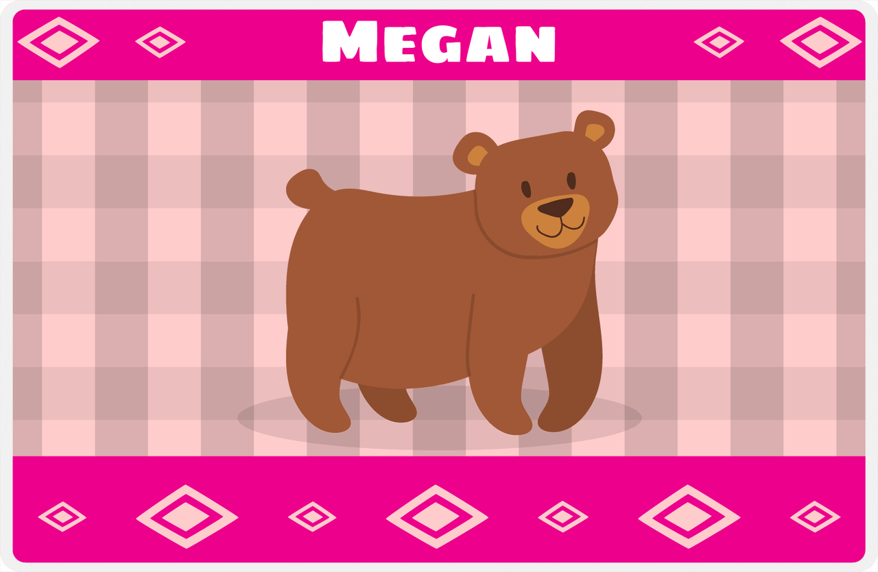 Personalized Bears Placemat VIII - Flannel Bear I - Pink Background -  View
