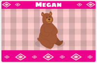 Thumbnail for Personalized Bears Placemat VIII - Flannel Bear II - Pink Background -  View