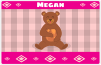 Thumbnail for Personalized Bears Placemat VIII - Flannel Bear III - Pink Background -  View