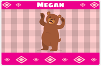 Thumbnail for Personalized Bears Placemat VIII - Flannel Bear IV - Pink Background -  View