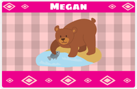 Thumbnail for Personalized Bears Placemat VIII - Flannel Bear V - Pink Background -  View