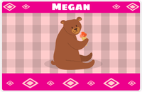 Thumbnail for Personalized Bears Placemat VIII - Flannel Bear VI - Pink Background -  View