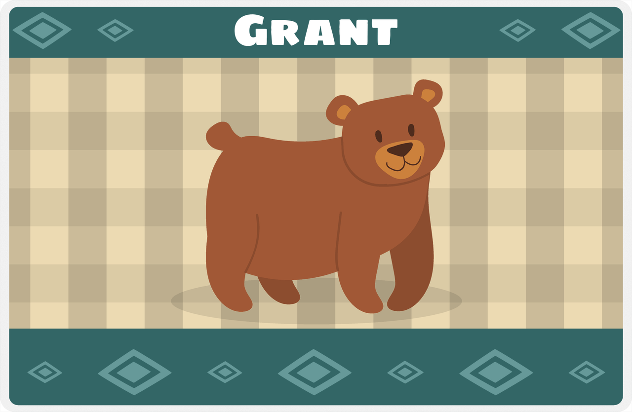 Personalized Bears Placemat VIII - Flannel Bear I - Tan Background -  View