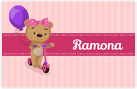 Thumbnail for Personalized Bears Placemat IX - Bear Ribbon I - Pink Background -  View