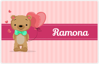 Thumbnail for Personalized Bears Placemat IX - Bear Ribbon III - Pink Background -  View
