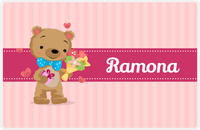 Thumbnail for Personalized Bears Placemat IX - Bear Ribbon VI - Pink Background -  View