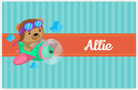 Thumbnail for Personalized Bears Placemat IX - Bear Ribbon V - Teal Background -  View