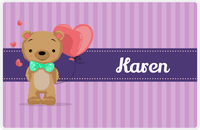 Thumbnail for Personalized Bears Placemat IX - Bear Ribbon III - Purple Background -  View