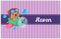 Thumbnail for Personalized Bears Placemat IX - Bear Ribbon V - Purple Background -  View