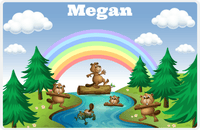 Thumbnail for Personalized Beavers Placemat I - Rainbow River - Blue Background -  View