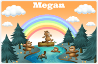 Thumbnail for Personalized Beavers Placemat I - Rainbow River - Orange Background -  View