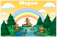Thumbnail for Personalized Beavers Placemat I - Rainbow River - Yellow Background -  View