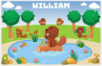 Thumbnail for Personalized Beavers Placemat III - Pond Paddle - Blue Background -  View